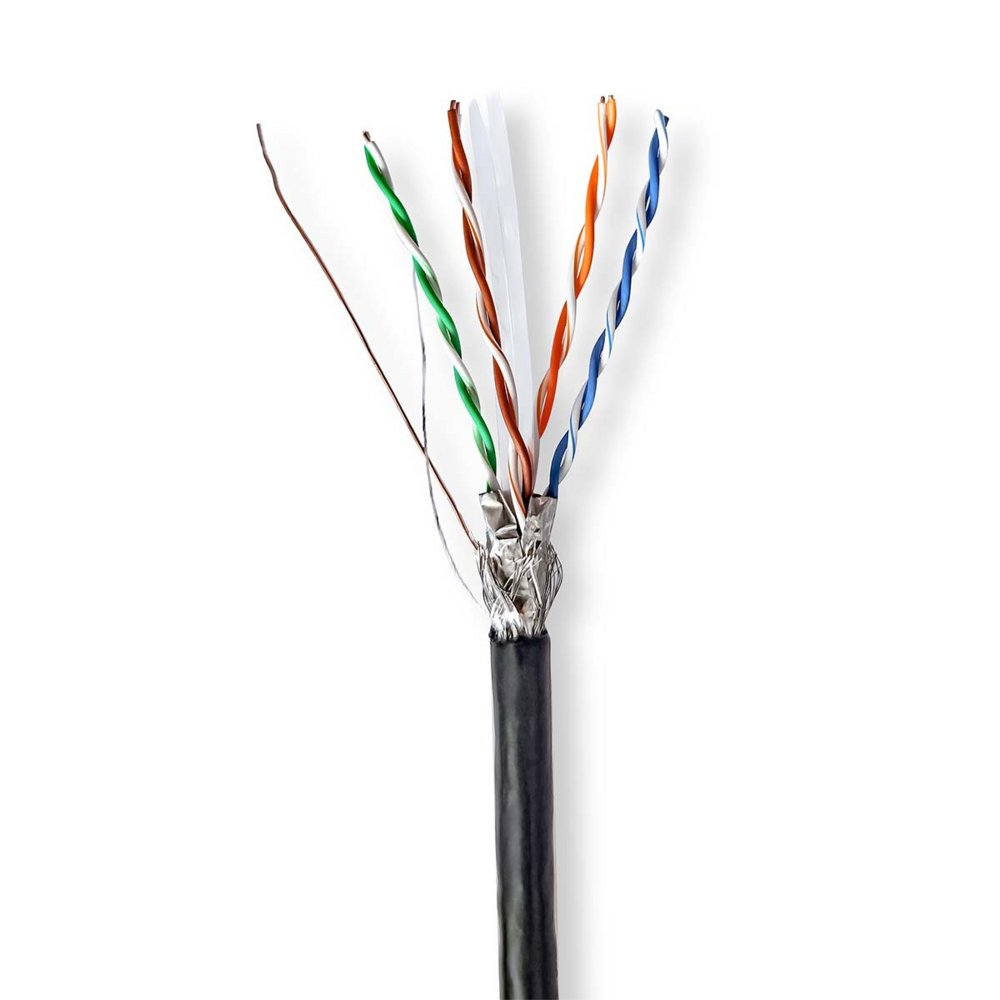 Nedis netwerkkabel voor buiten | Cat6 | S/FTP (S-STP) | 305 m | Zwart | CCBG8594BK305S - Matmuis - Matmuis